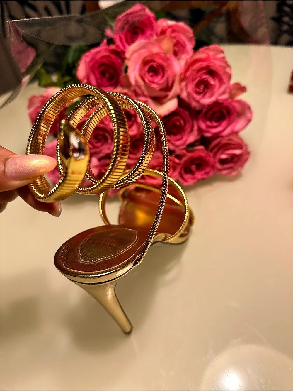 René Caovilla Cleo Gold Sandals Gold Strappy Heels Like New